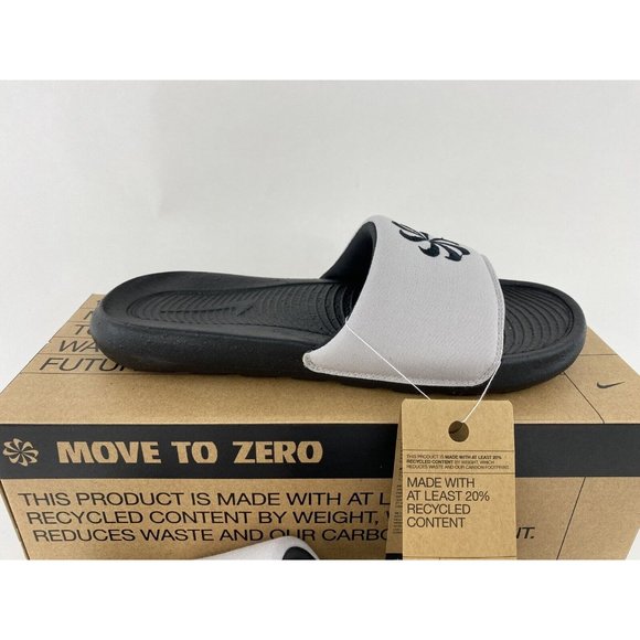 NEW Nike Victori One Next Nature Men's Slides Sandals Black Gray Slip On - Picture 5 of 12
